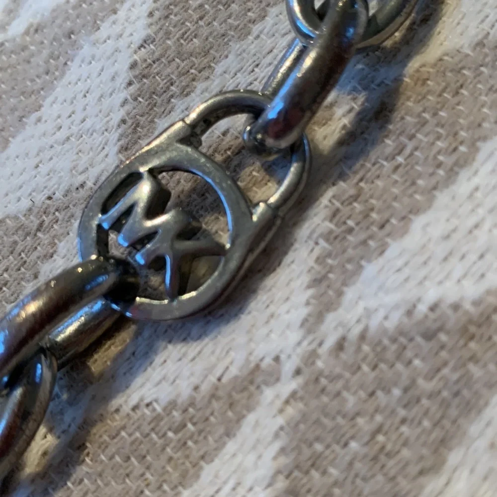 Michael Kors‎ silver plated womens chunky link choker necklace heavy substantial